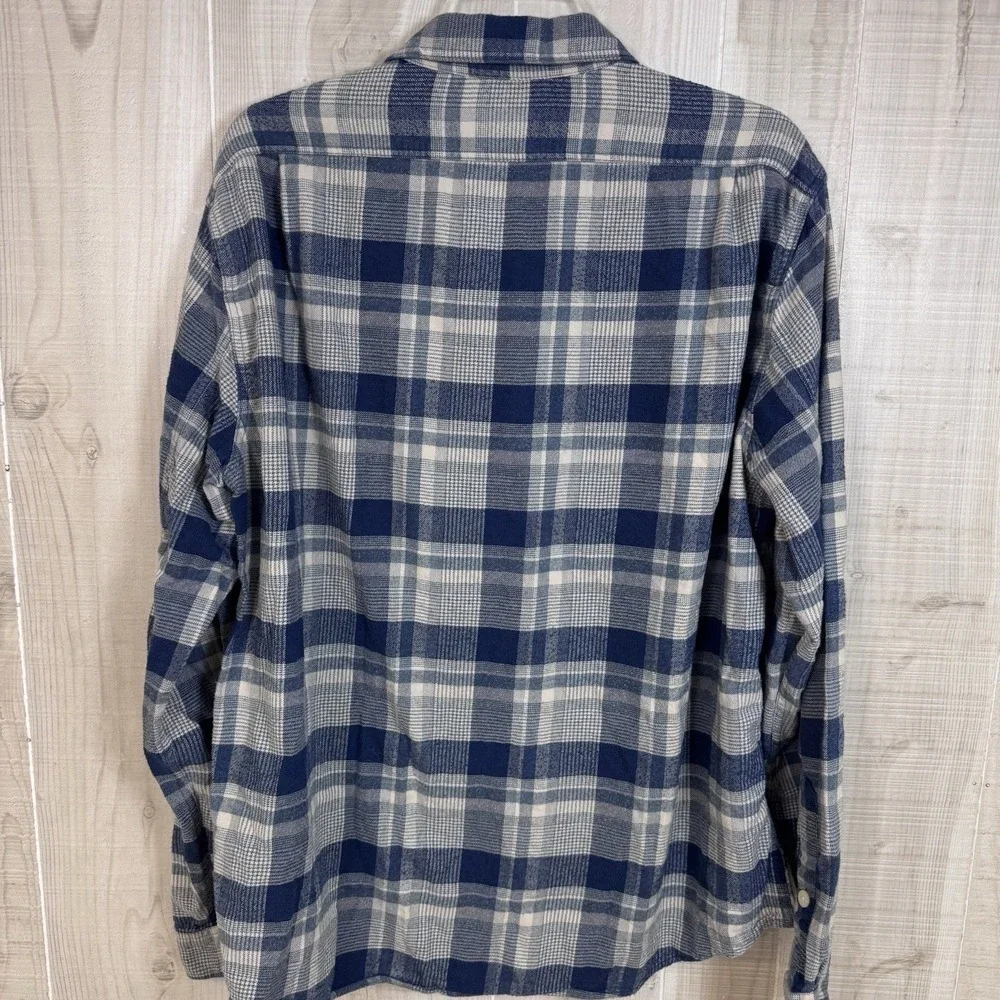 J.‎ Crew Mens B/D Plaid Flannel Pocket Shirt Slim Fit XL Fall Outdoor Blue